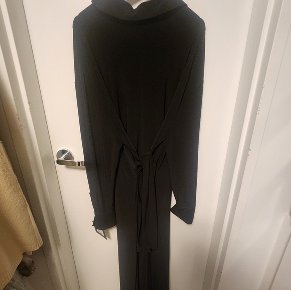 Norma Kamali Tie Front Black Maxi Dress With Tag - Picture 4 of 8